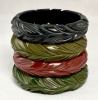 BB259 chunky vine/leaf carved bakelite bangles